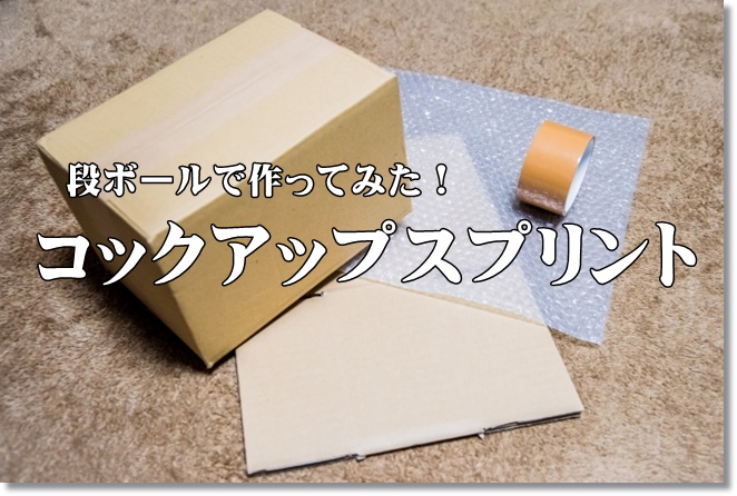 手作りの段ボール製コックアップスプリント